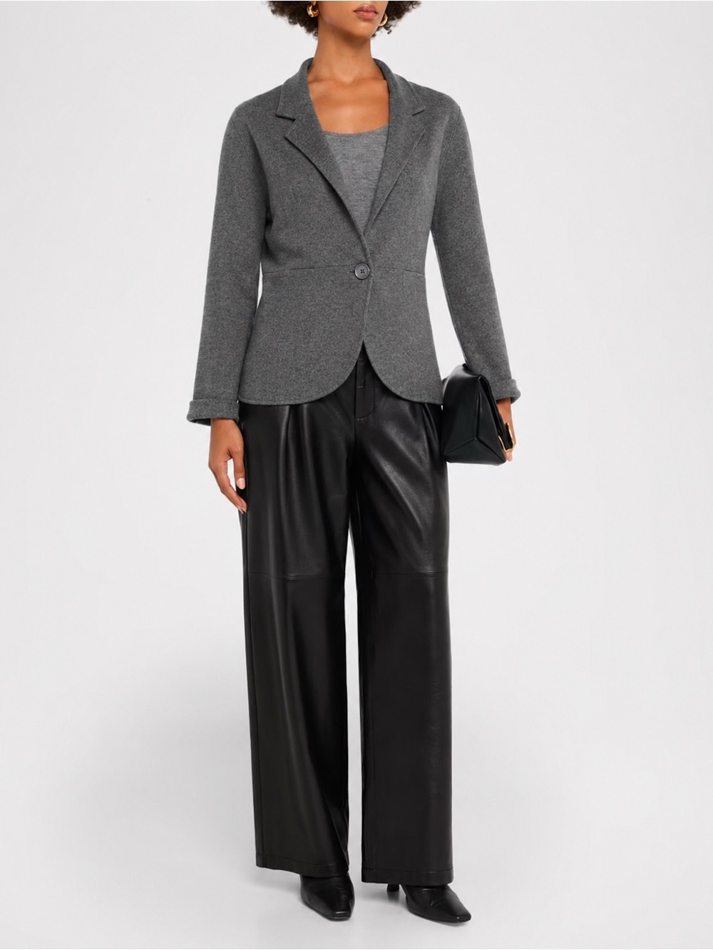 Neiman Marcus 100% Cashmere Knit Blazer Cardigan Gray Women Size L